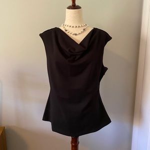 WHBM Drape Neck Top in Black